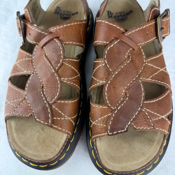 Dr Martens Vintage Y2K Chunky Sandals Women 11Brown Leather Slingback 5A85 EU 43 - Picture 10 of 16